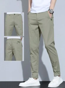Pantalones de color liso con detalle de cono para hombres, para el otoño