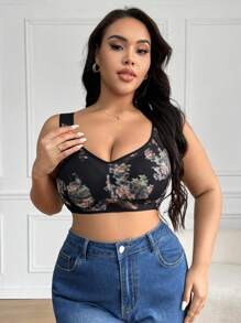 Mesh Plus Size Bralette Wireless (1pc) - Multicolor - View 4