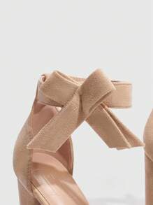 CUCCOO CHICEST Woman Shoes Chunky Heel Pointed Toe Elegant Ankle Strap Bow Shoes For Summer Graduation Heels Prom Heels Vacation Shoes Summer Elegant Heels Spring Shoes Spring Break Easter For Christmas - Apricot - View 5