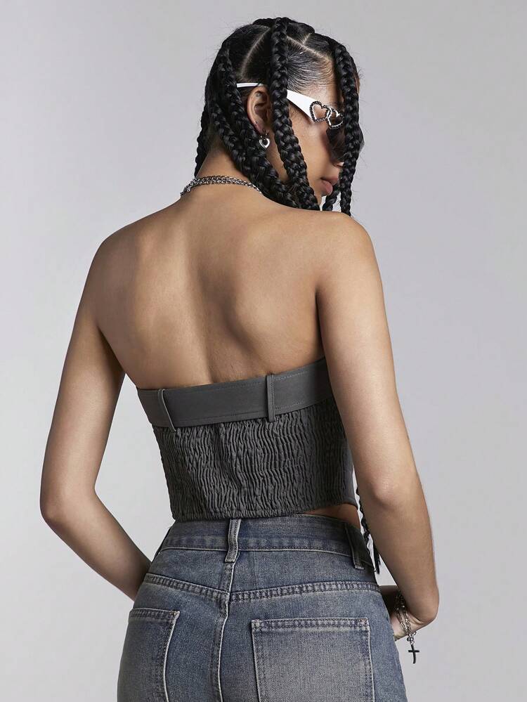 Women's Sleeveless Strapless Workwear Crop Top, Summer