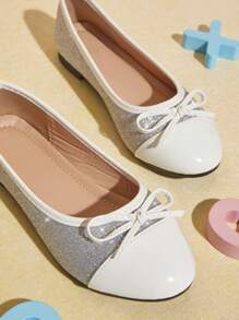 Mini mi Children Flashing Patchwork Bow Detail Decor Casual Fashion Flat Shoes