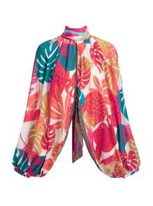Zolique Women's Colorful Random Printed Simple Daily Shirt Fall Cloth For Women - Red - View 6