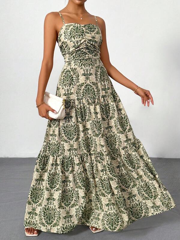 Firerie Gedrucktes Boho Kleid für Damen mit offenem Rücken, perfekt für den täglichen Gebrauch, Urlaub, romantische Verabredungen oder Musikfestivals, im Sommer