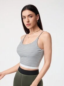 SHEIN Sport Studio Women's Striped Printed Casual Summer Tank Sports Bra Workout Tops