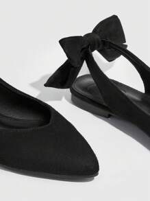 CUCCOO CHICEST 女性優雅&時尚平底鞋帶蝴蝶結裝飾用品 - 黑色 - 查看 4
