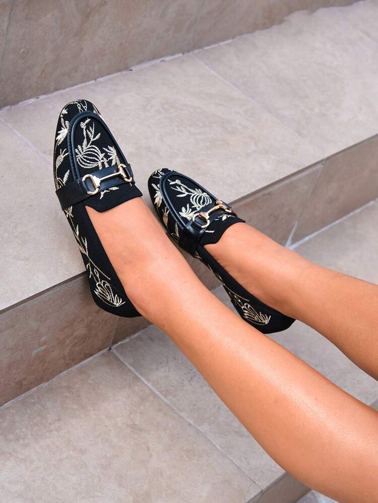 CUCCOO TILAWA Women Shoes Horsebit Buckle Decoration Fashion Casual Embroidered Comfortable Flat Loafers Vacation Shoes Summer Spring Shoes Spring Break Easter For Christmas