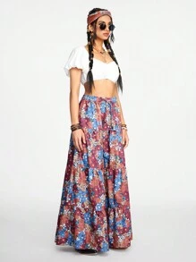 FattoColore Women's Hippie Loose Printed Wide Leg Pants