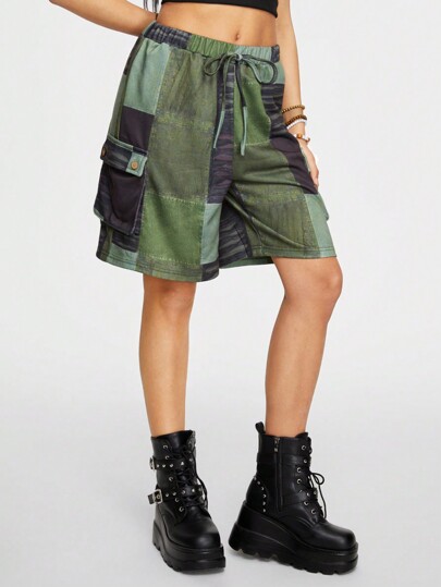 Hippie Shorts amples imprimés en patchwork de style bohème vintage pour femmes