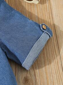 Young Boy Casual Comfortable Simple Denim Jacket - Medium Wash - View 4