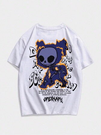 Street Life T-shirt Pour Homme Avec Slogan Et Dessin Animé