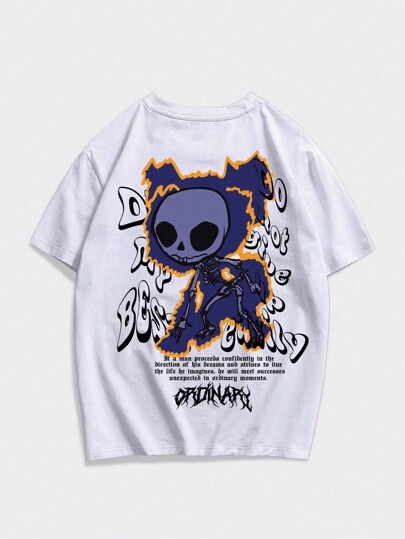 Street Life Men Slogan & Cartoon Graphic Tee