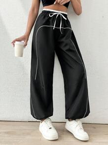 EURMUSE White Belt Detailed Cargo Pant - Black - View 7