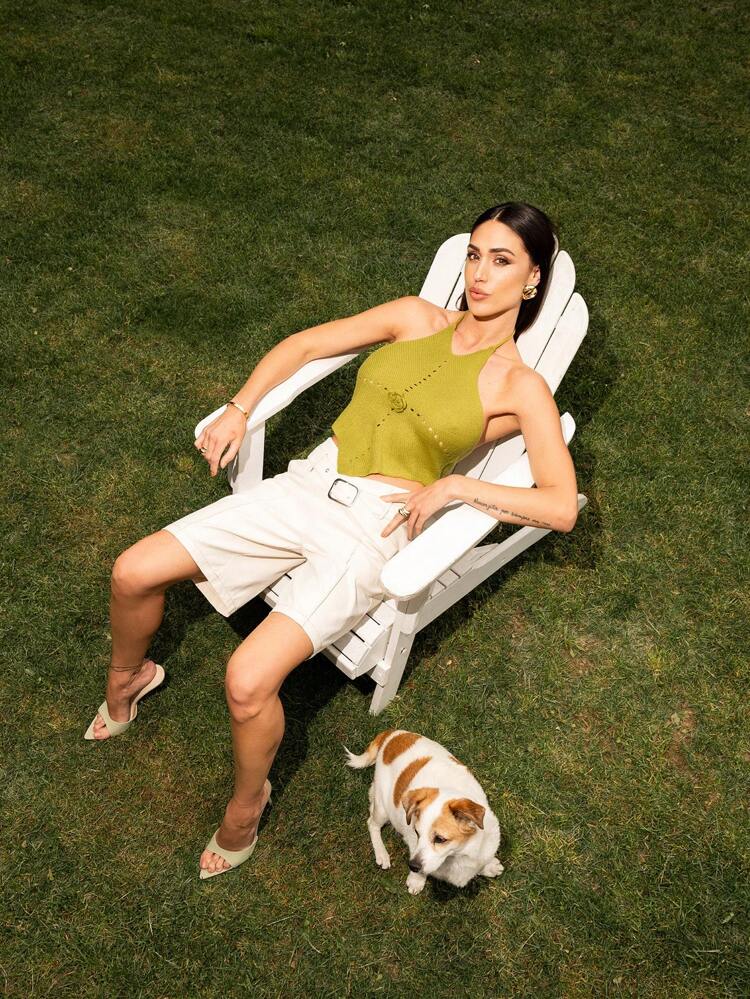 SHEIN Maija Pantaloncini da donna per estate e autunno, vita bassa, scollo a V, stile casual professionale vintage, con cintura, colore unito