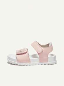 Cozy Pixies Sommerliche rosa Herzförmige flache Sandalen für Mädchen, weich und bequem, vielseitige Lässig Strand Schuhe - Pink - Übersicht 3
