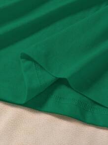 INAWLY 女士夏季短袖純色休閒T恤 - 綠色 - 查看 5