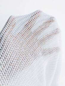 Haut en maille ample pour femmes avec fente à l'ourlet et col rond pour le printemps/été
