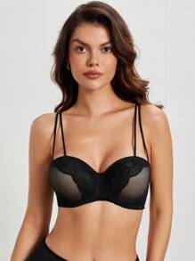 Women's Solid Color Simple Style Underwire Bra (One Piece), Lingerie - Black - View 7