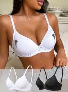 DesireSculpt 2入組薄杯鋼圈全色無縫推桿舒適內衣 - 彩色 - 查看 1