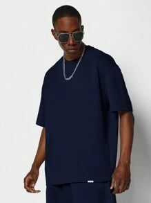 SUMWON Regular Fit Short Sleeve Tee With Short 2 Piece Set - Navy Blue - View 3