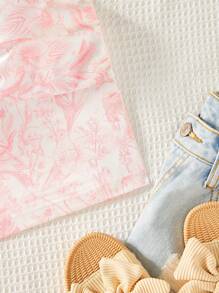 Soleia 度假款無肩帶女士花卉印花扭結上衣