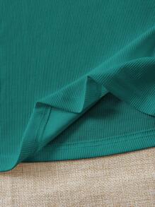 Soleia WYWH假期荷葉邊針織白色T恤 - 綠色 - 查看 5