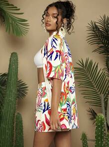 Travachic Women's Summer Vacation Printed Shirt And Shorts Set - Multicolor - View 2