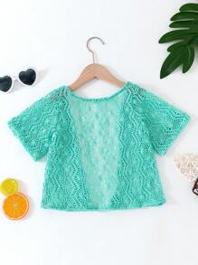 Young Girl Fashion Summer Holiday Style Solid Color Knitted Cardigan - Multicolor - View 2