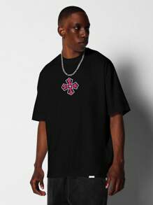 SUMWON Áo thun in họa tiết ở lưng để mặc hàng ngày - màu đen - Xem 2