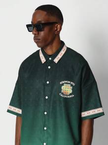 SUMWON St. Patrick'S Day Varsity Style Shirt Green California Street Fashion Retro Sports Jersey With Lucky Charm Logo And Traditional Border Trim Holiday Streetwear