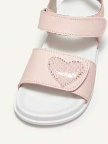 Cozy Pixies Sommerliche rosa Herzförmige flache Sandalen für Mädchen, weich und bequem, vielseitige Lässig Strand Schuhe - Pink - Übersicht 6