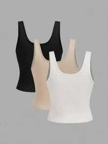 Celure Plus Size Solid Color Simple Summer Knit Top - Multicolor - View 2