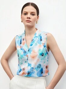 BizChic 印花無袖襯衫工作服