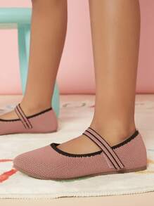 Mini mi 童裝薰衣紫圓頭編織瑪麗珍平底鞋：柔軟鞋帶，舒適感十足，永恆而新鮮 - 淡紫色 - 查看 3