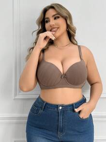 Everyday Comfortable, Breathable, Seamless, Push-Up, Adjustable Plus-Size Brassiere With Underwire, 1pc - Mocha Brown - View 5