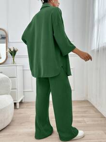 EURMUSE Two Pieces Pant And Top - Green - View 2