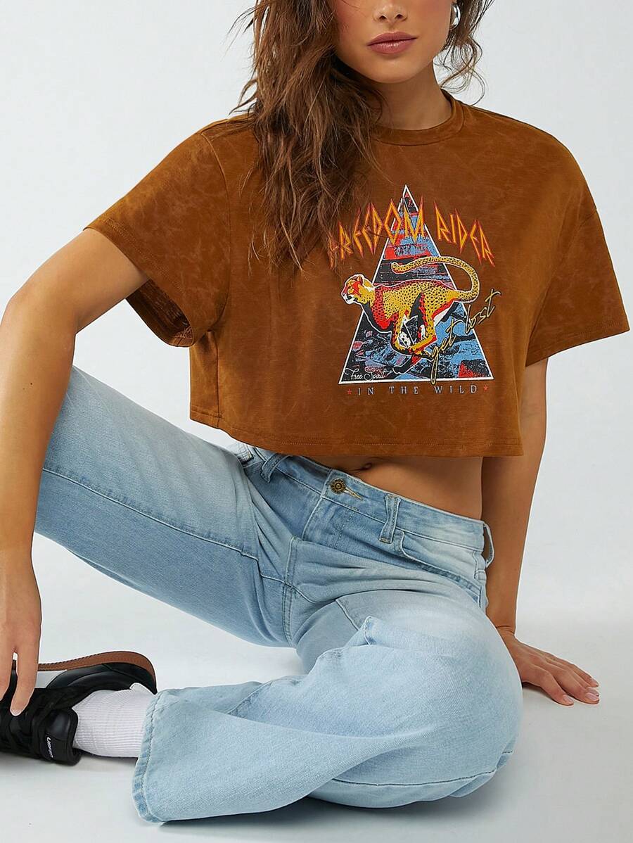 Denimoi Camiseta Gráfica De Mujer - Amarillo - Ver 1