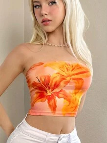 Sweetina 女式隨機花紋束胸上衣 - 彩色 - 查看 3