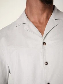 FeverCity Men Summer Casual Solid Color Short Sleeve Button-Down Shirt