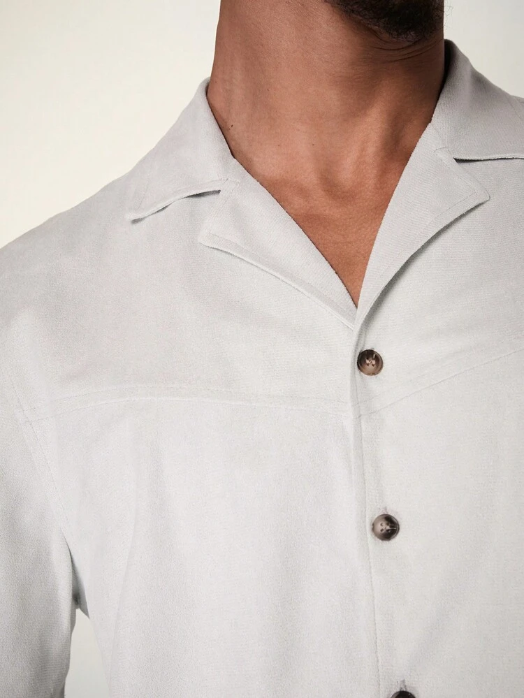Men Summer Casual Solid Color Short Sleeve Button-Down Shirt
