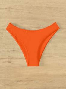 SHEIN Swim Đồ bơi Bikini màu cam trơn dành cho bãi biển, mùa hè - trái cam - Xem 5