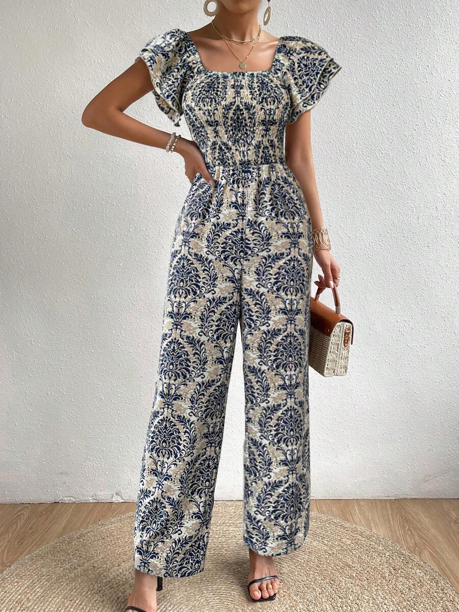 Breezaya Bộ áo liền quần hai lớp xếp nếp Shirred cho trang phục đi nghỉ dưỡng dành cho nữ - Nhiều màu - Xem 1