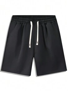 2 cái/bộ Áo polo nam thể thao mùa hè Giải trí Áo thun ngắn tay cổ bẻ và quần short in hình ngựa chạy nước kiệu có dây rút, eo đàn hồi và túi, quần áo đi biển & ngoài trời - Màu xanh lam - Xem 6