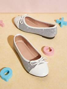 Mini mi Children Flashing Patchwork Bow Detail Decor Casual Fashion Flat Shoes