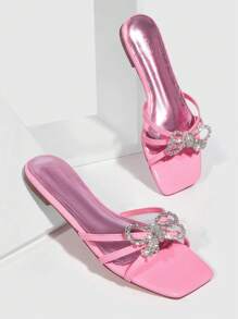 Phụ nữ Giày dép Ngày lễ tình nhân Pha lê & Trang trí Bow Dép xăng đan - Hồng - Xem 1