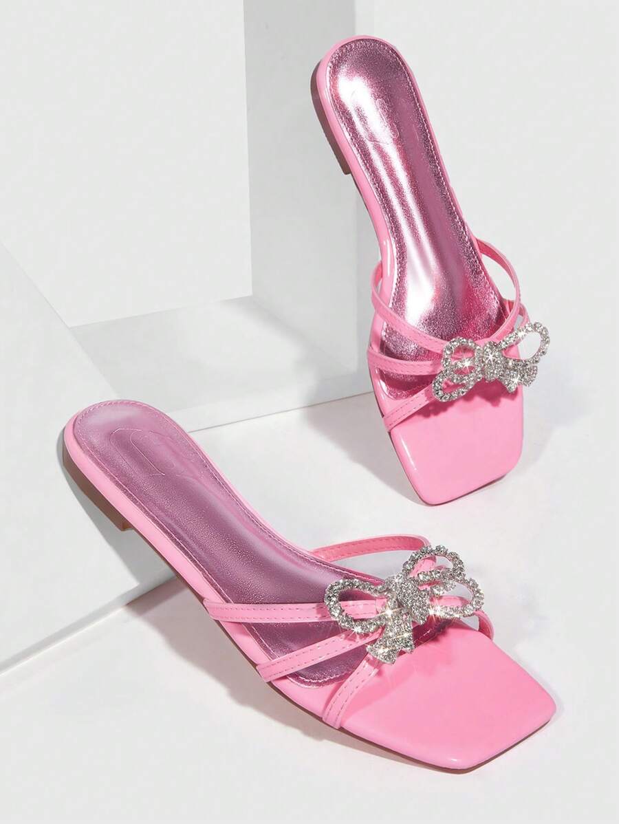 Phụ nữ Giày dép Ngày lễ tình nhân Pha lê & Trang trí Bow Dép xăng đan - Hồng - Xem 1