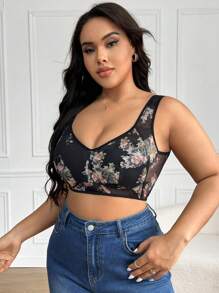 Mesh Plus Size Bralette Wireless (1pc) - Multicolor - View 3