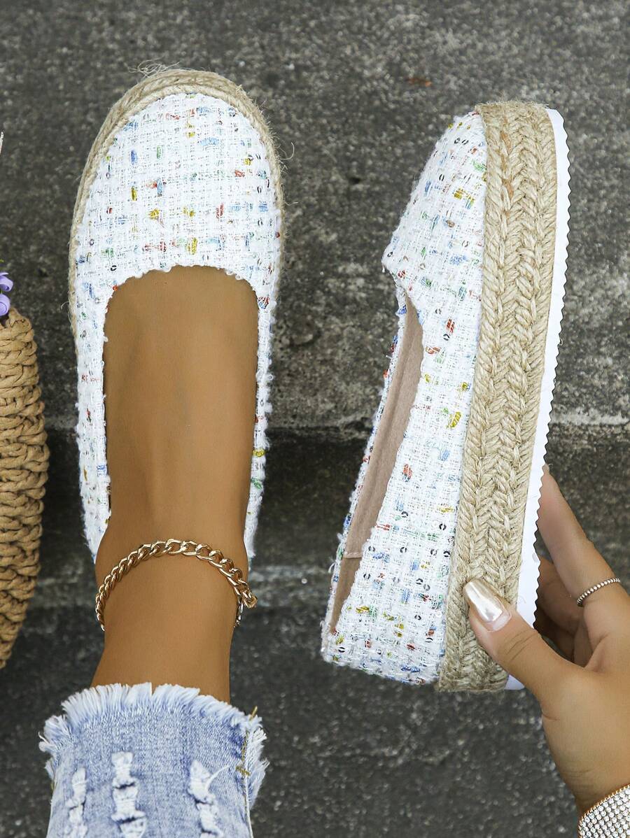 Women's Rope & Straw Woven Bottom Comfortable Shallow Mouth Thick ...