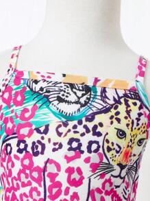 SHEIN Kurtka dżinsowa dla dziewczynki Baby + zestaw sukienek na ramiączkach z nadrukiem, 2 szt - Wielokolorowe - Zobacz 7