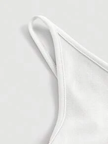SHEIN MOD 女式素色简约日常褶皱连衣裙 - 白色 - 查看 3