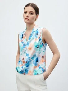 BizChic 印花無袖襯衫工作服